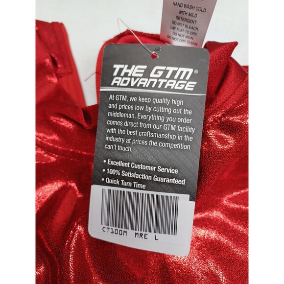 GTM Sportswear Mock Neck Long Sleeve Crop Top Red Shinny Youth L NWT - Picture 10 of 10